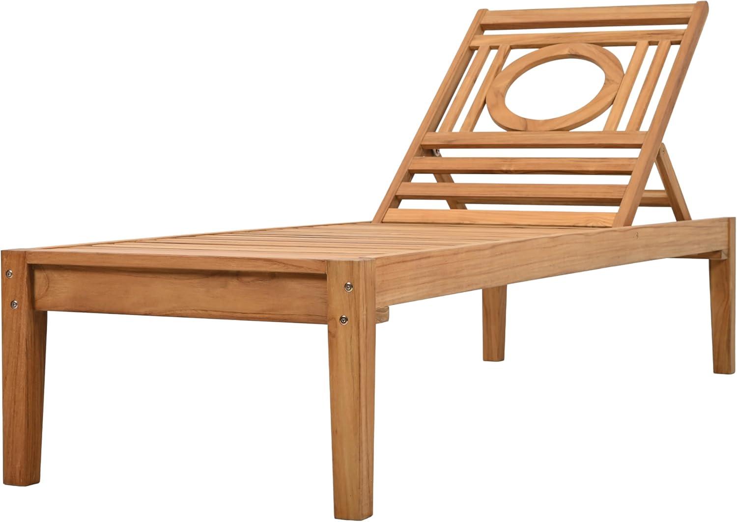 image:imageSAFAVIEH Couture Outdoor Patio Furniture Collection Montclair Natural Teak Chaise Lounge with White Cushions Adjustable Recliner CPT1067WhiteNatural Teak