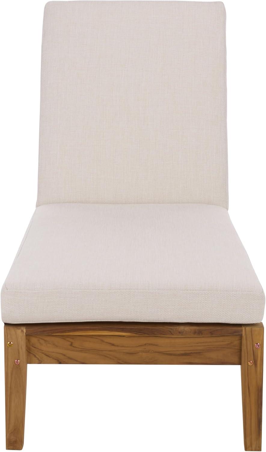 image:imageSAFAVIEH Couture Outdoor Patio Furniture Collection Montclair Natural Teak Chaise Lounge with White Cushions Adjustable Recliner CPT1067WhiteNatural Teak
