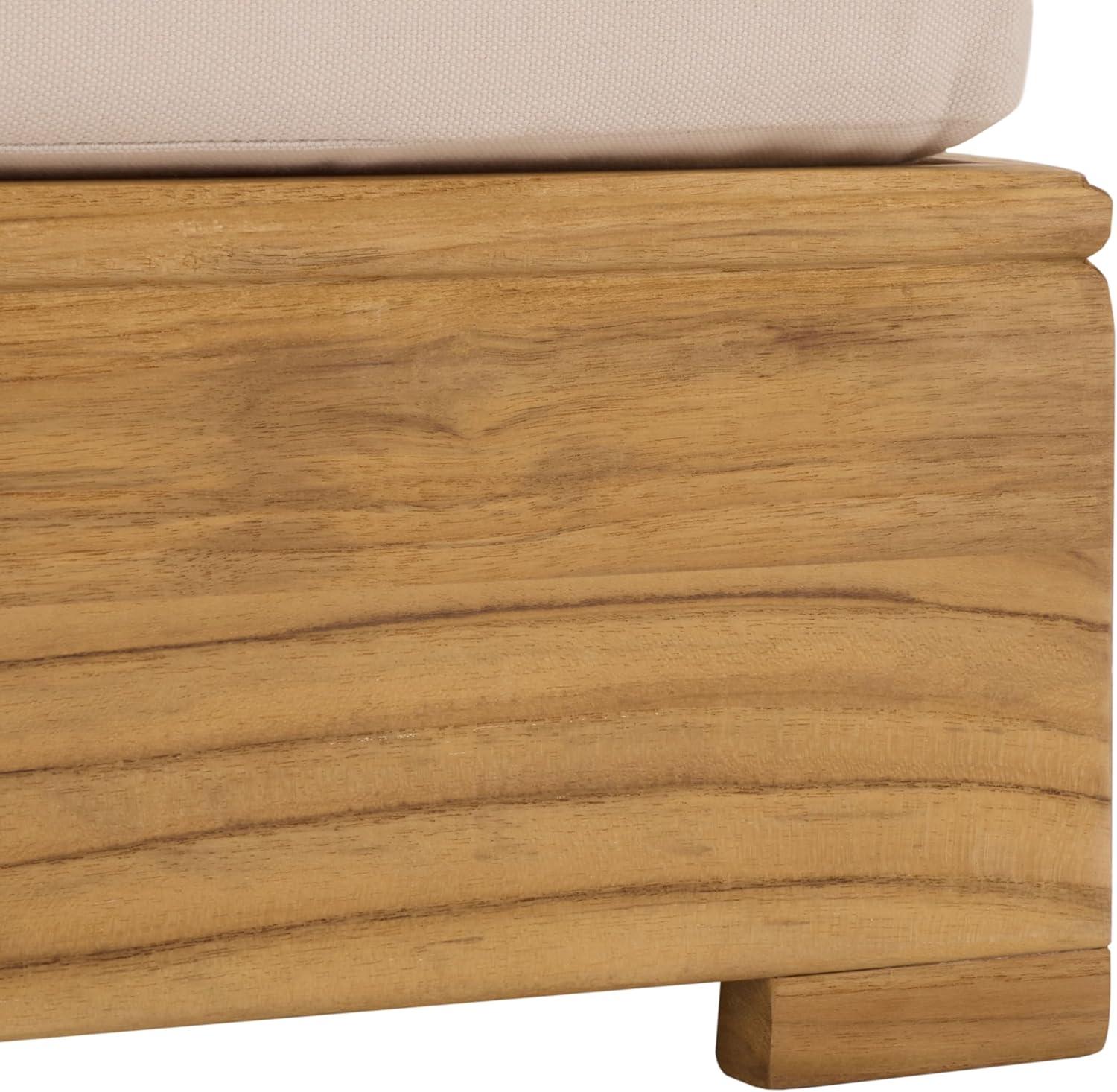 image:imageSAFAVIEH Couture Outdoor Patio Furniture Collection Montford Brazilian Teak Chaise Lounge with Beige Cushions Adjustable Backrest CPT1065Natural TeakBeige