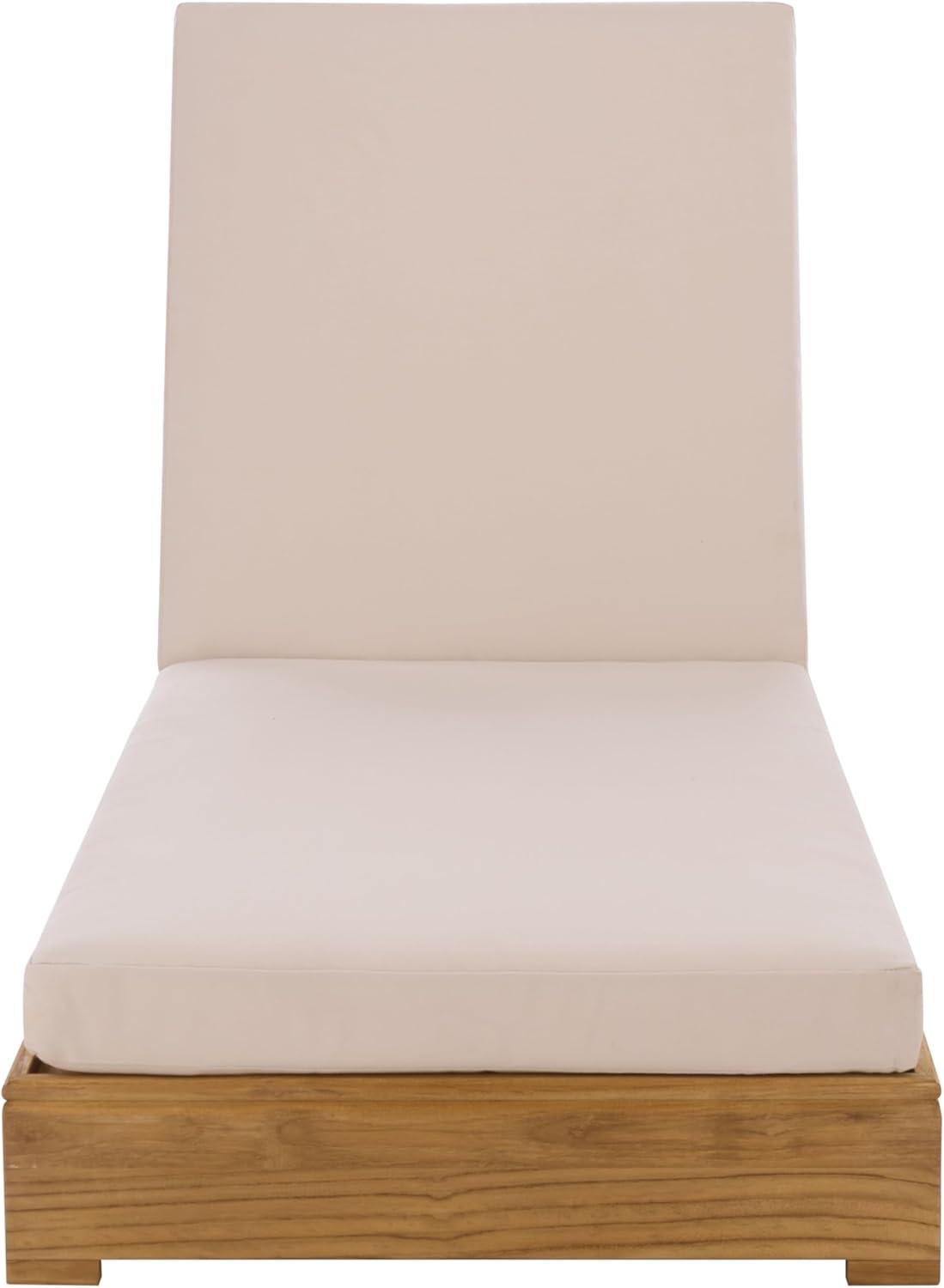 image:imageSAFAVIEH Couture Outdoor Patio Furniture Collection Montford Brazilian Teak Chaise Lounge with Beige Cushions Adjustable Backrest CPT1065Natural TeakBeige