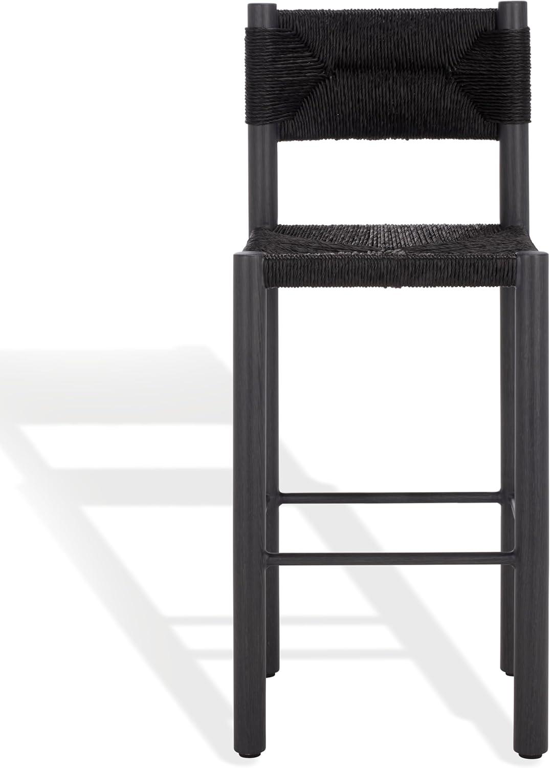 image:imageSAFAVIEH Couture Outdoor Patio Furniture Collection Romona Tropical Bar Stool Set of 2 Black Woven Rattan Design 30Inch Fully Assembled CPT4001ABlack