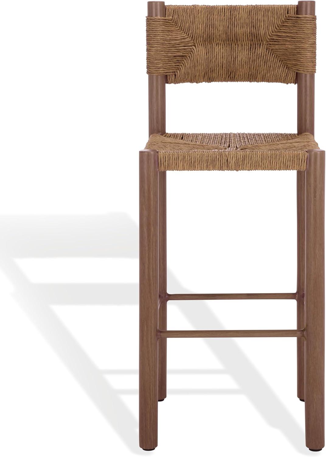 image:imageSAFAVIEH Couture Outdoor Patio Furniture Collection Romona Tropical Bar Stool Set of 2 Black Woven Rattan Design 30Inch Fully Assembled CPT4001ABrown