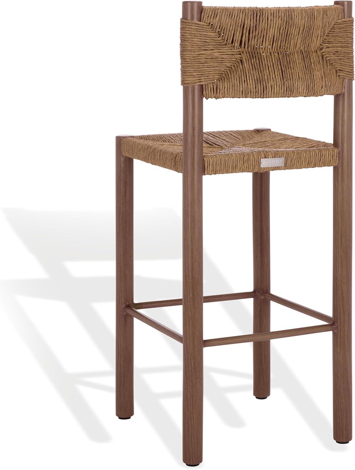 image:imageSAFAVIEH Couture Outdoor Patio Furniture Collection Romona Tropical Bar Stool Set of 2 Black Woven Rattan Design 30Inch Fully Assembled CPT4001ABrown