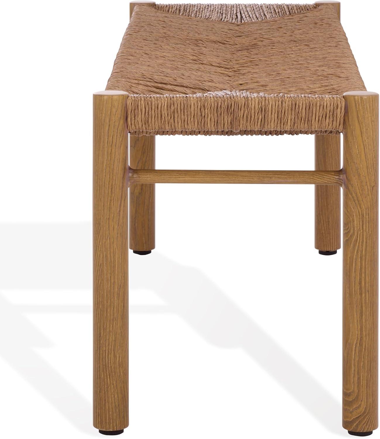 image:imageSAFAVIEH Couture Outdoor Patio Furniture Collection Romona Tropical Bench Natural Brown Rectangular with Woven Seat Fully Assembled CPT4002ANatural