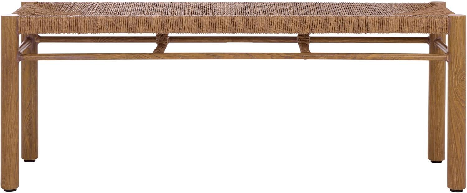 image:imageSAFAVIEH Couture Outdoor Patio Furniture Collection Romona Tropical Bench Natural Brown Rectangular with Woven Seat Fully Assembled CPT4002ANatural