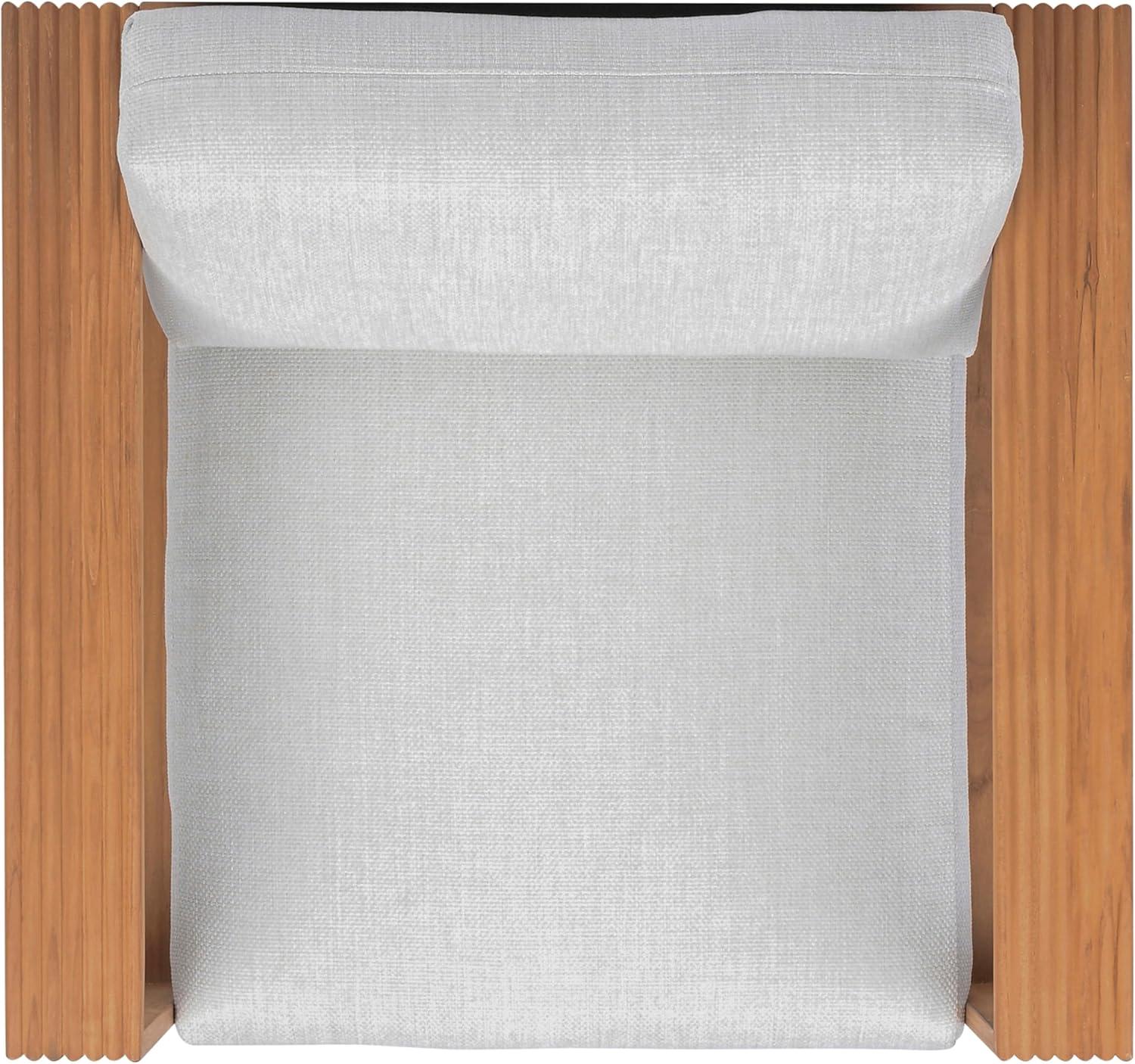 image:imageSAFAVIEH Couture Outdoor Patio Furniture Collection Saint Lucia Natural Teak Wood Swivel Patio Chair with Cushions Reeded Outdoor Accent Chair 360Degree Swivel Base CPT1071ANaturalWhite