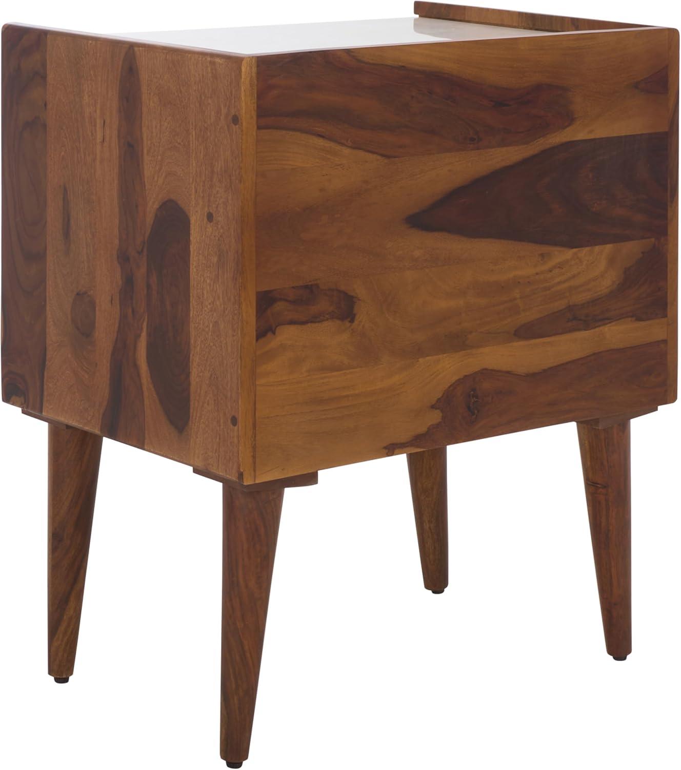 image:imageSAFAVIEH Home Collection Alexi 2Drawer Nightstand Table with White Marble Top Brown MidCentury Bedside Storage Fully Assembled NST3701AWhite MarbleBrown