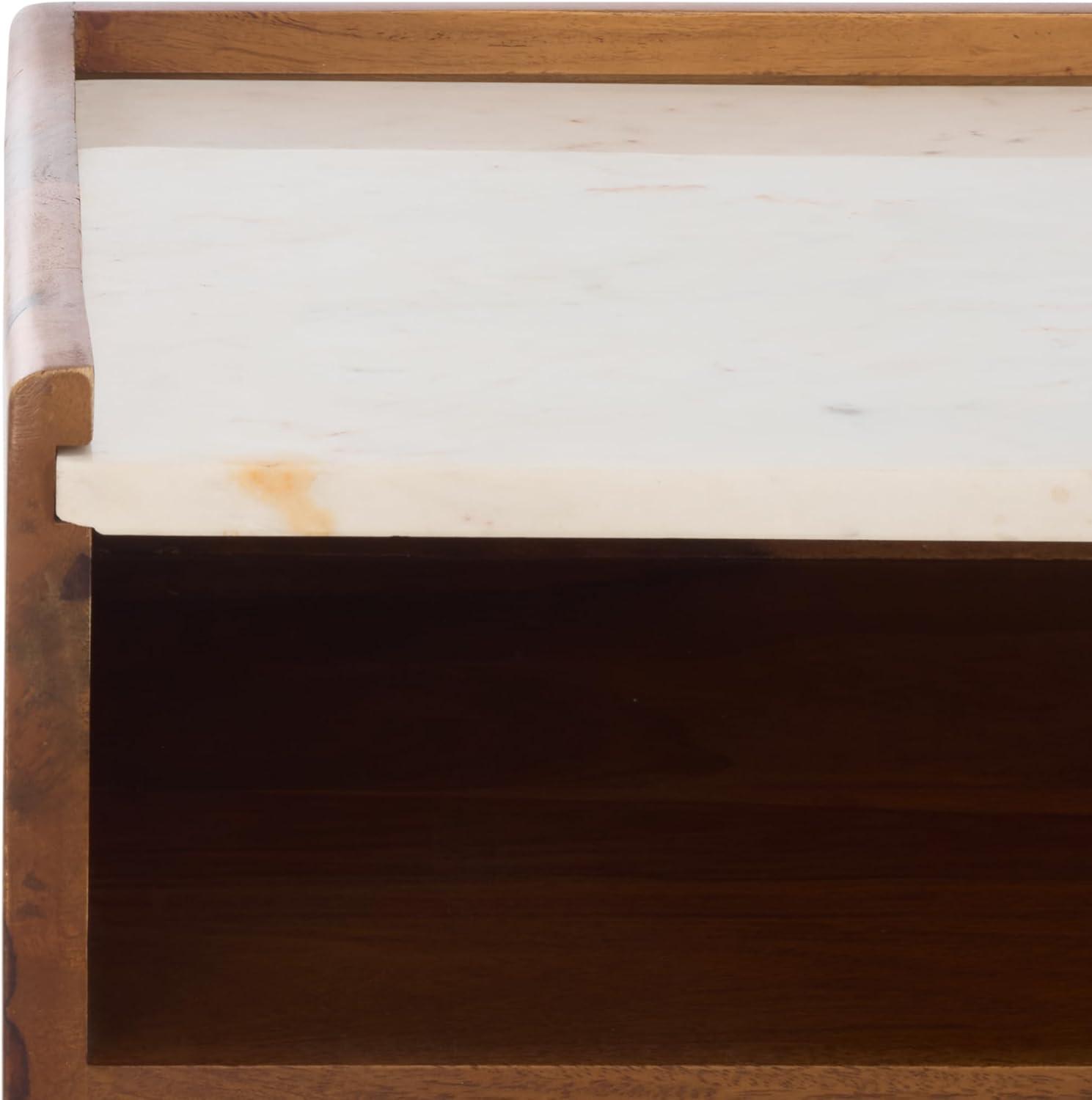 image:imageSAFAVIEH Home Collection Alexi 2Drawer Nightstand Table with White Marble Top Brown MidCentury Bedside Storage Fully Assembled NST3701AWhite MarbleBrown