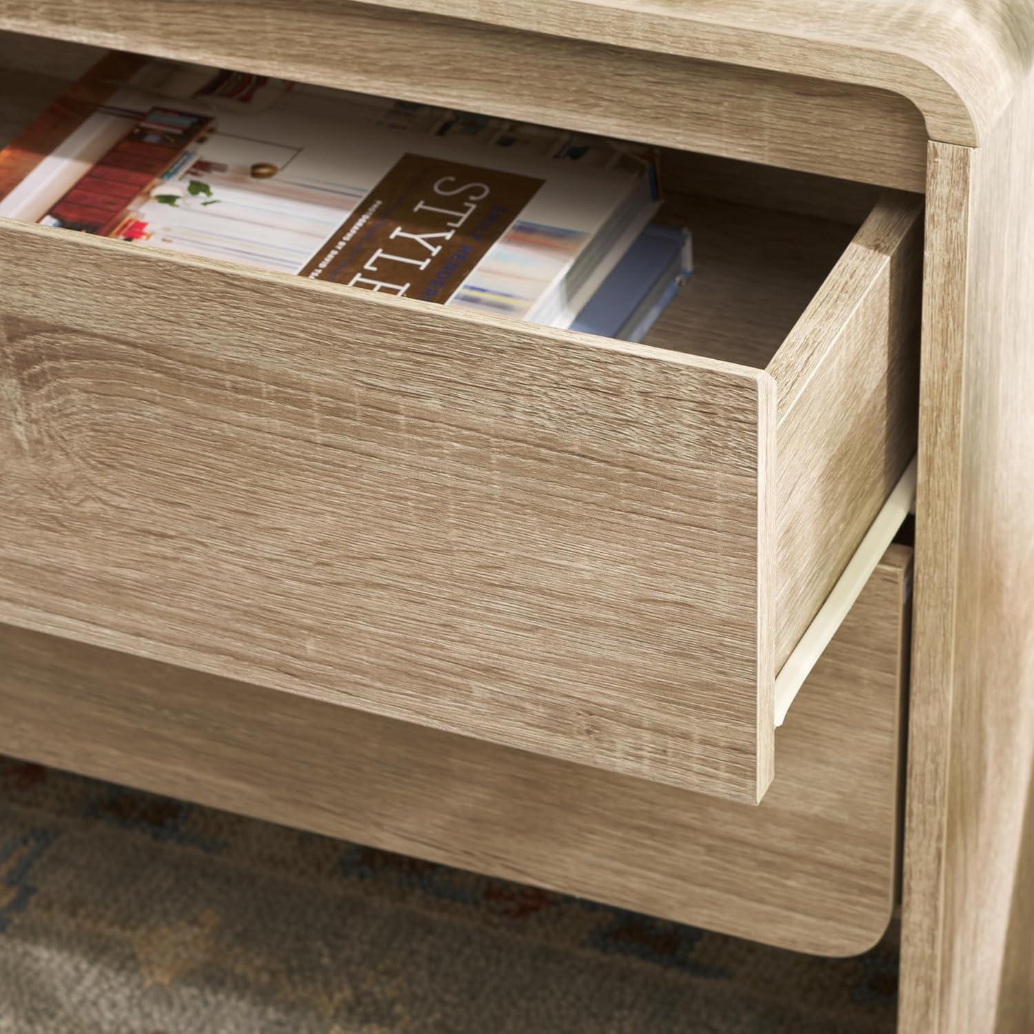 image:imageSAFAVIEH Home Collection Arsenio 2Drawer Nightstand Table Light Cream Modern Bedside Storage NST3101CLight Cream