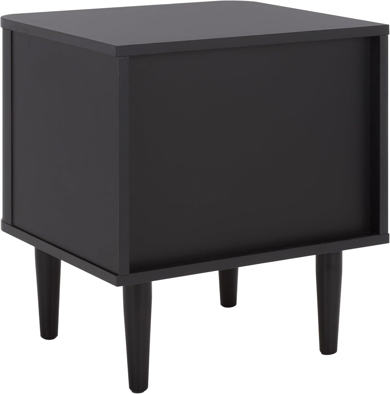 image:imageSAFAVIEH Home Collection Brey Walnut amp Brass 2Drawer Nightstand MidCentury Cane Accent Bedside Table NST3107ABlackBrass
