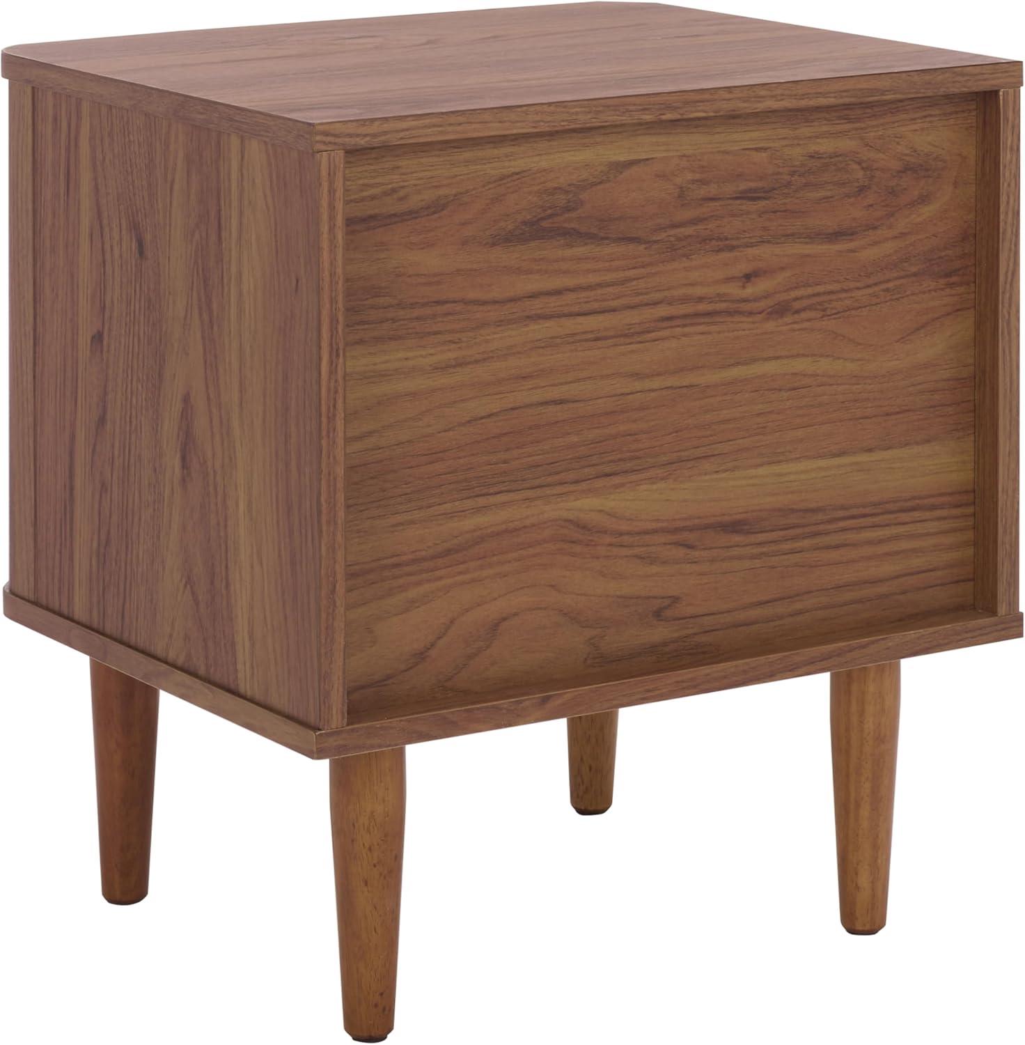 image:imageSAFAVIEH Home Collection Brey Walnut amp Brass 2Drawer Nightstand MidCentury Cane Accent Bedside Table NST3107AWalnutBrass