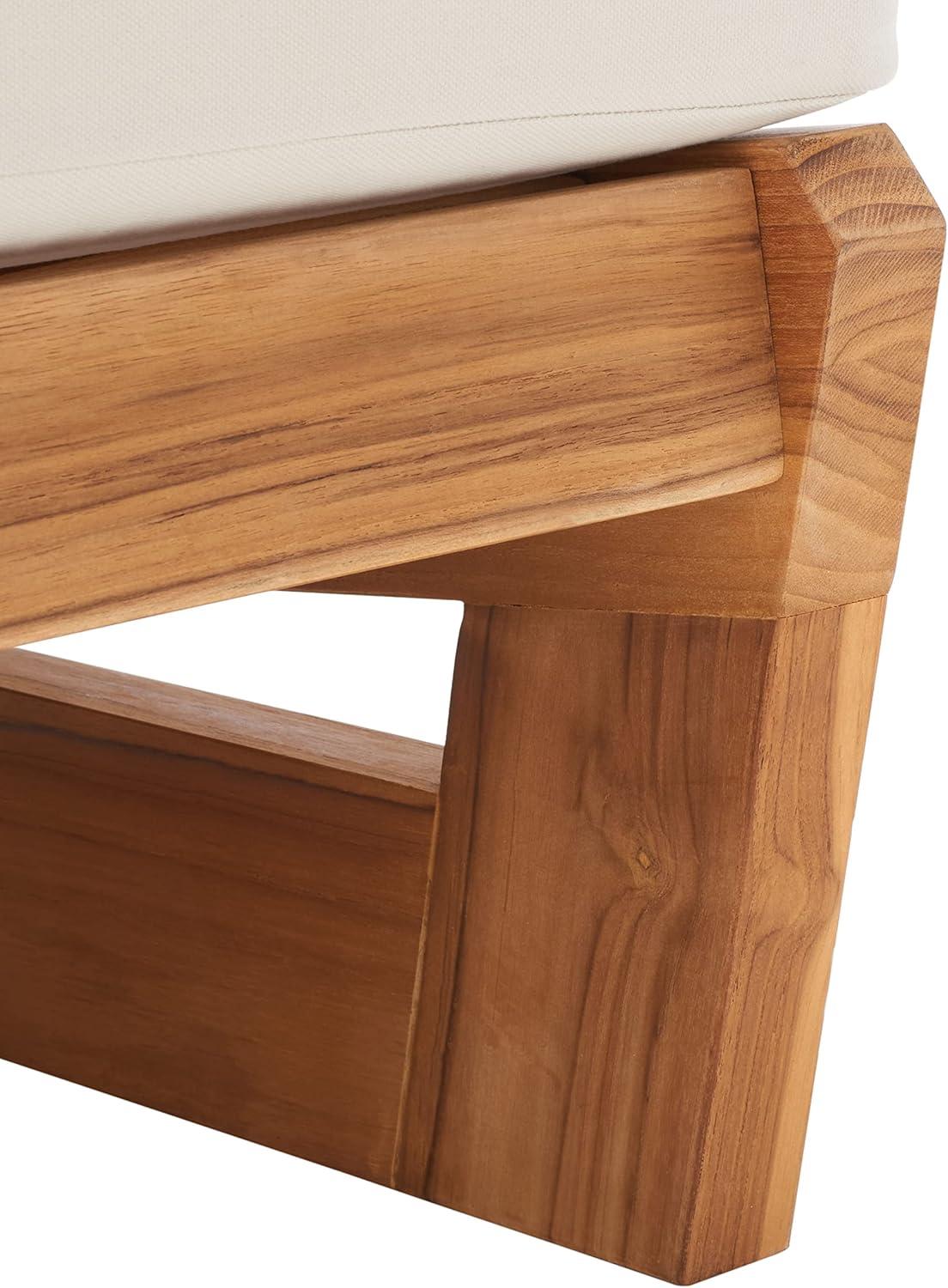 image:imageSAFAVIEH Outdoor Couture Collection Julianne Natural Solid Teak WoodBeige Cushion Patio Chair CPT1031ANaturalBeige
