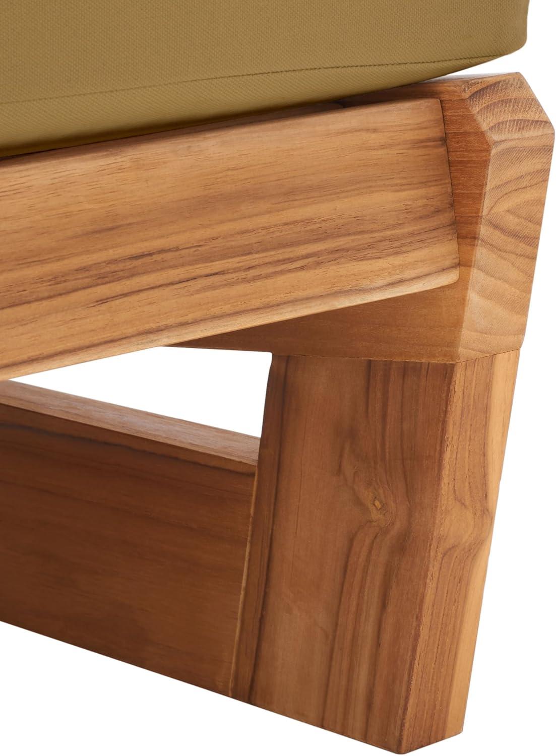 image:imageSAFAVIEH Outdoor Couture Collection Julianne Natural Solid Teak WoodBeige Cushion Patio Chair CPT1031ANaturalBrown