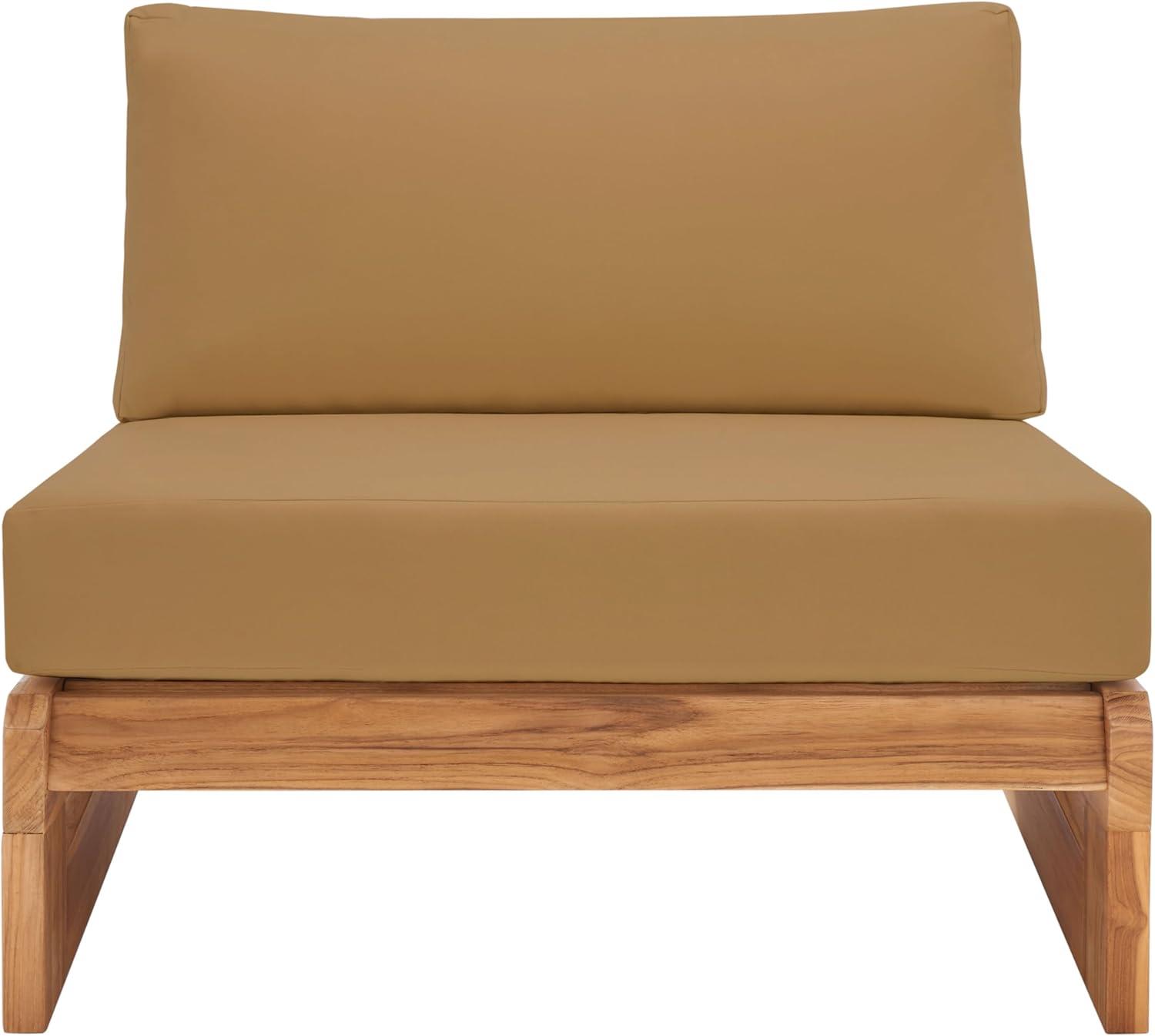 image:imageSAFAVIEH Outdoor Couture Collection Julianne Natural Solid Teak WoodBeige Cushion Patio Chair CPT1031ANaturalBrown