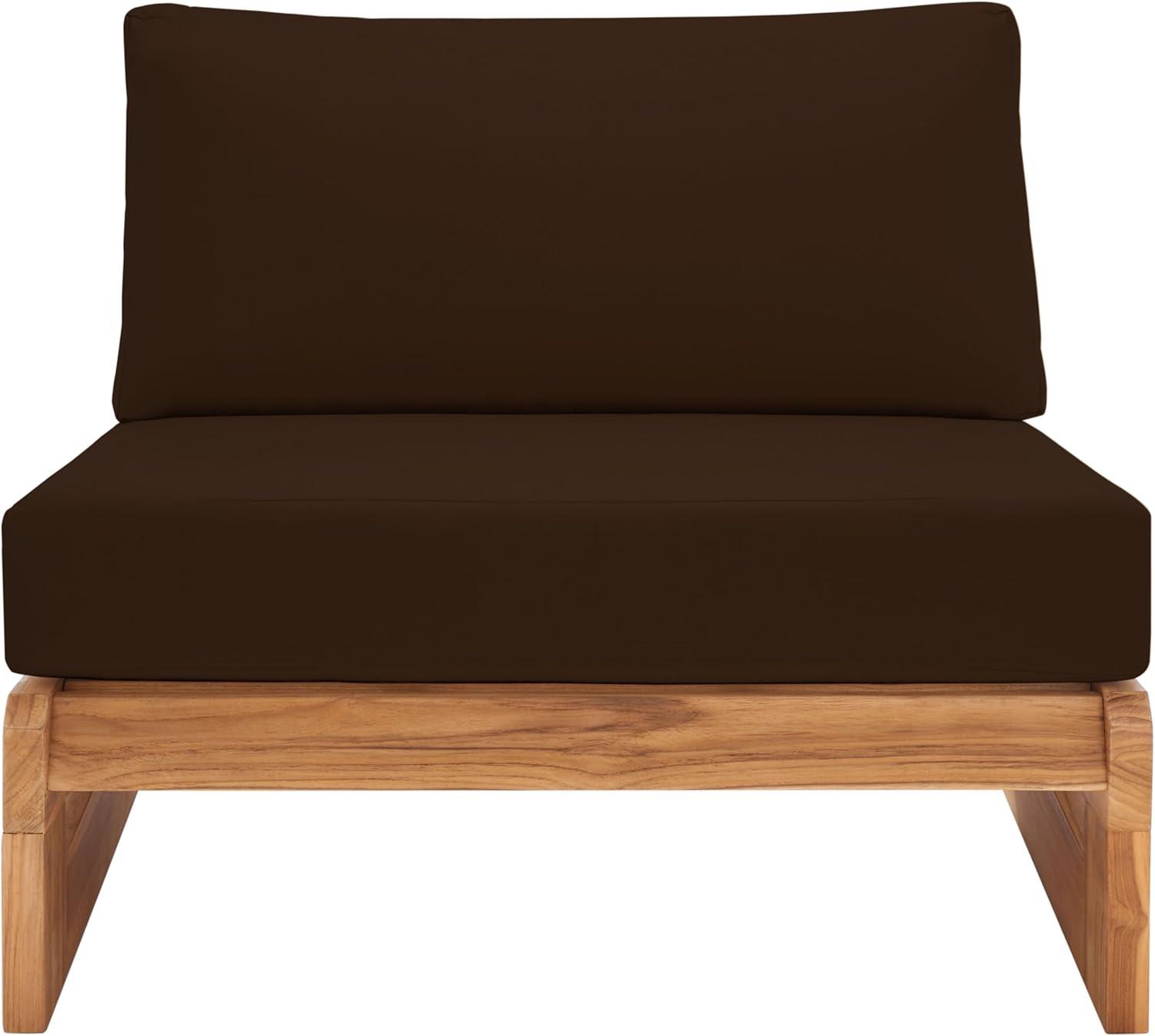 image:imageSAFAVIEH Outdoor Couture Collection Julianne Natural Solid Teak WoodBeige Cushion Patio Chair CPT1031ANaturalDark Brown