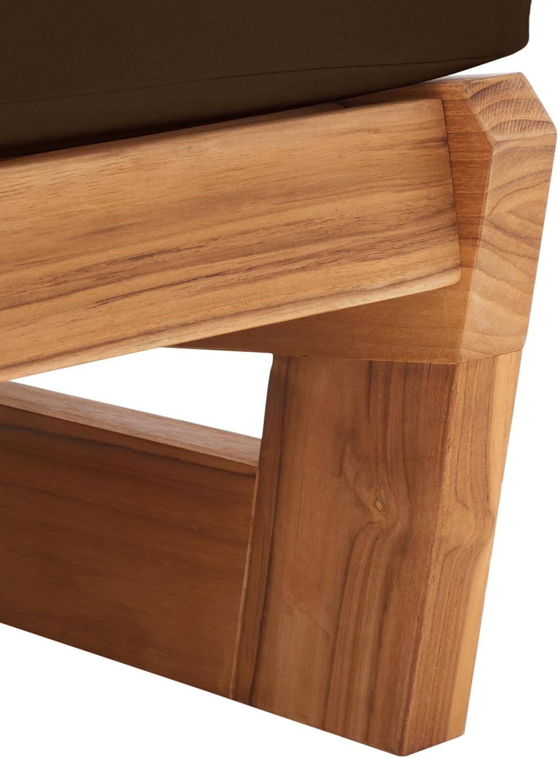 image:imageSAFAVIEH Outdoor Couture Collection Julianne Natural Solid Teak WoodBeige Cushion Patio Chair CPT1031ANaturalDark Brown