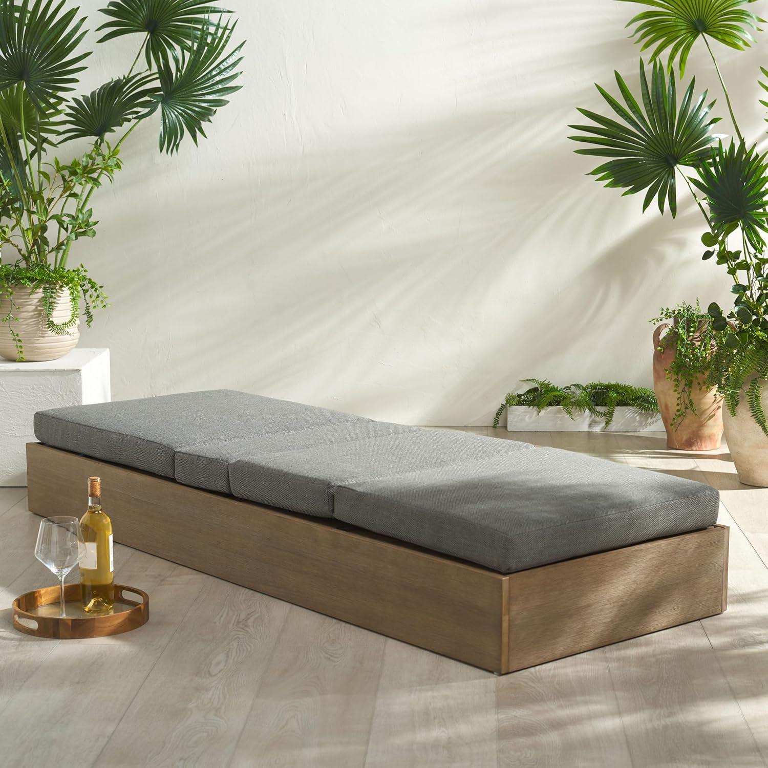 image:imageSAFAVIEH Outdoor Couture Collection Vincent Dark Brown Solid WoodBeige Cushion Chaise Lounge Chair with Storage CPT1043ANaturalDark Grey