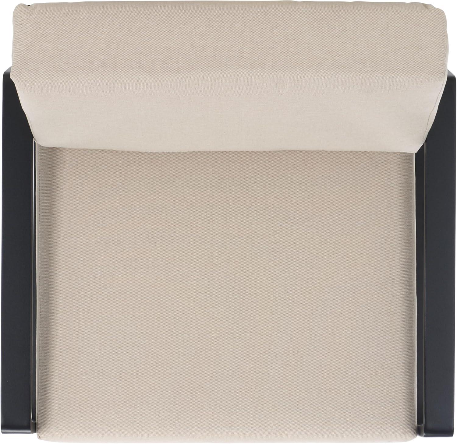 image:imageSAFAVIEH Outdoor Couture Patio Furniture Guam Black Aluminum amp Beige Armchair with CushionsBlackBeige