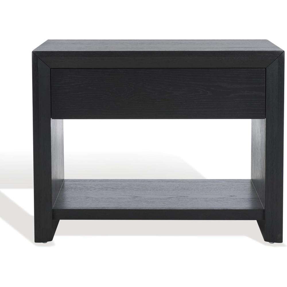 image:imageSAFAVIEH Couture Collection Darnell Medium Oak Nightstand 1 Drawer with Storage Shelf Fully Assembled Modern Bedroom Accent Table SFV2152CBlack