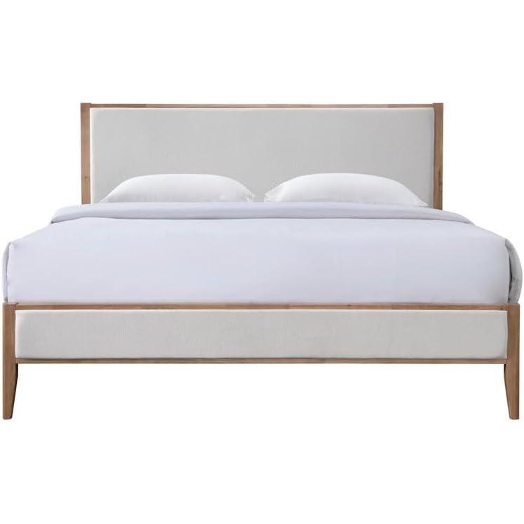 image:imageSAFAVIEH Couture Collection Giuliano Walnut Wood Frame Bed Ivory Fabric Upholstered Headboard RV King Size No Box Spring Needed SFV1804BKIvoryNatural