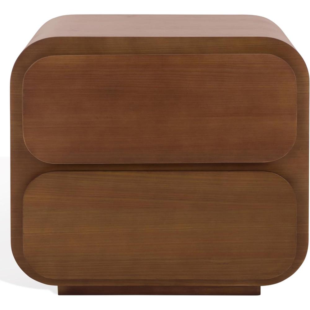image:imageSAFAVIEH Couture Collection Herald Brown 2Drawer Wood Nightstand Modern Bedroom Storage Fully Assembled SFV5546ABrown