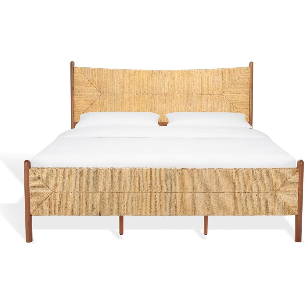 image:imageSAFAVIEH Couture Collection  Ivyanne King Bed Natural Woven Banana Stem amp Wood Frame Tropical Coastal Design No Box Spring Needed SFV1311AKBlack