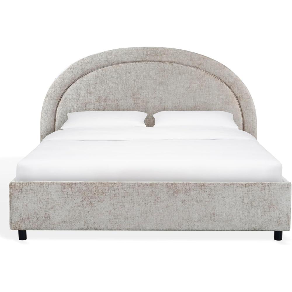 image:imageSAFAVIEH Couture Collection Kaylilly Cream Chenille King Bed Upholstered Arched Headboard No Box Spring Needed Modern Design SFV6115AQGreyBlack