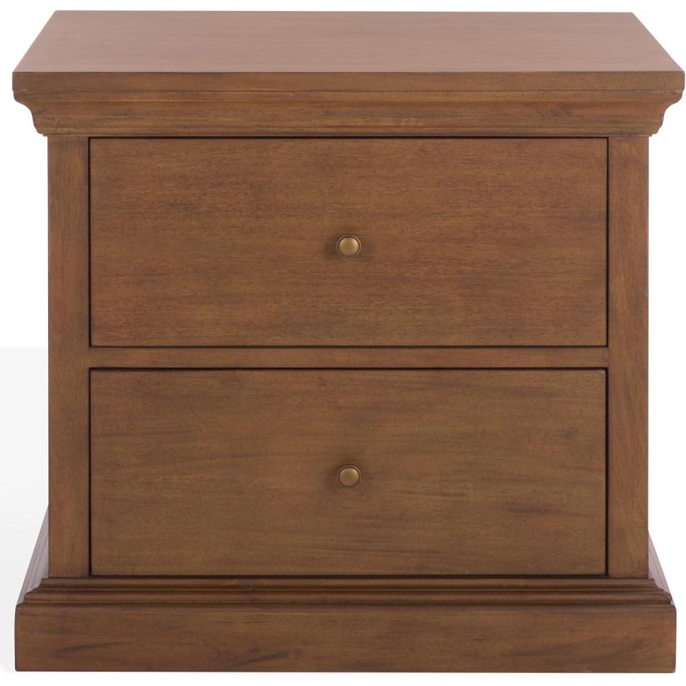 image:imageSAFAVIEH Couture Collection Lizzy Walnut 2Drawer Wood Nightstand Fully Assembled Bedroom Storage with Metal Drawer Glides SFV7727AWalnut