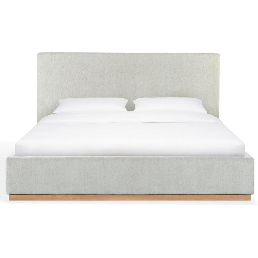 image:imageSAFAVIEH Couture Collection Pippin Light Brown Velvet Upholstered Queen Bed with Headboard No Box Spring Required SFV5063BQGreyNatural