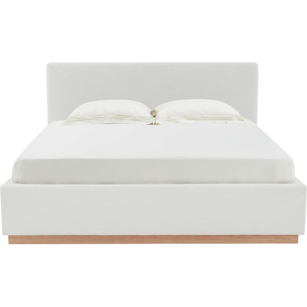 image:imageSAFAVIEH Couture Collection Pippin Light Brown Velvet Upholstered Queen Bed with Headboard No Box Spring Required SFV5063BQWhiteNatural