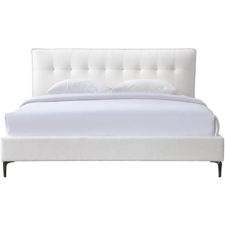image:imageSAFAVIEH Couture Collection Rexsie Dark Grey Upholstered Queen Bed Tufted Headboard Modern Design No Box Spring Needed SFV1802BQIvoryBlack