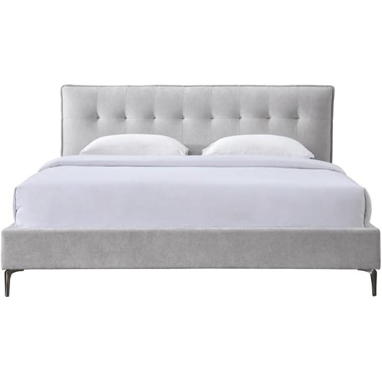 image:imageSAFAVIEH Couture Collection Rexsie Dark Grey Upholstered Queen Bed Tufted Headboard Modern Design No Box Spring Needed SFV1802BQLight GreyBlack