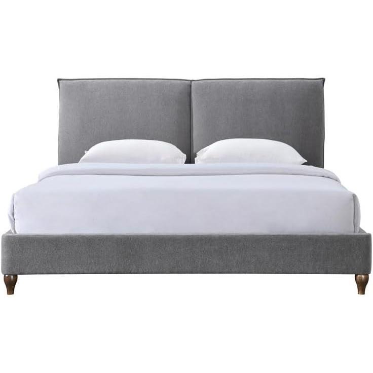 image:imageSAFAVIEH Couture Collection  Sophianna Dark Grey Upholstered Platform Bed with Headboard Queen Size Modern Design SFV1801BQDark GreyWalnut
