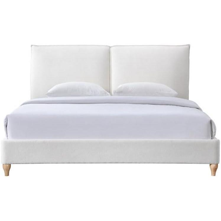 image:imageSAFAVIEH Couture Collection Sophianna Dark Grey Upholstered Platform Bed with Headboard Queen Size Modern Design SFV1801BQIvoryNatural