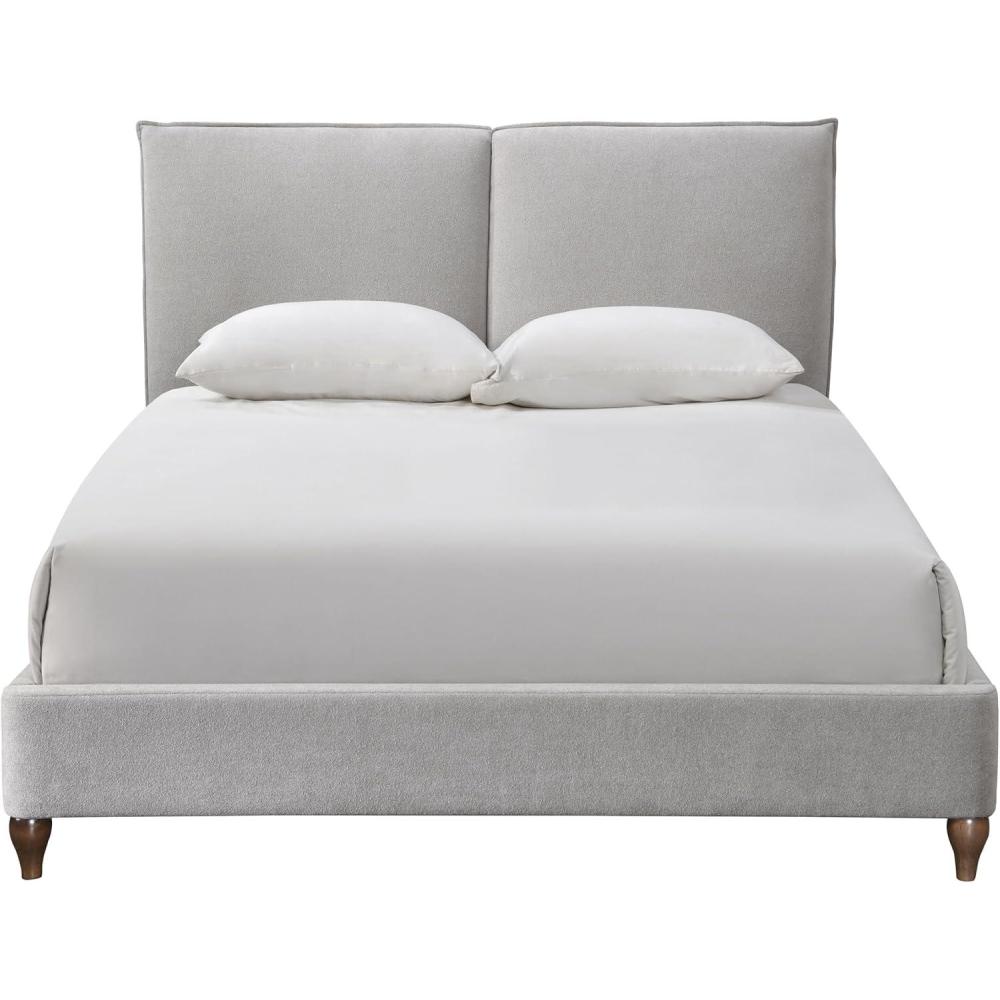 image:imageSAFAVIEH Couture Collection Sophianna Dark Grey Upholstered Platform Bed with Headboard Queen Size Modern Design SFV1801BQWalnutLight Grey