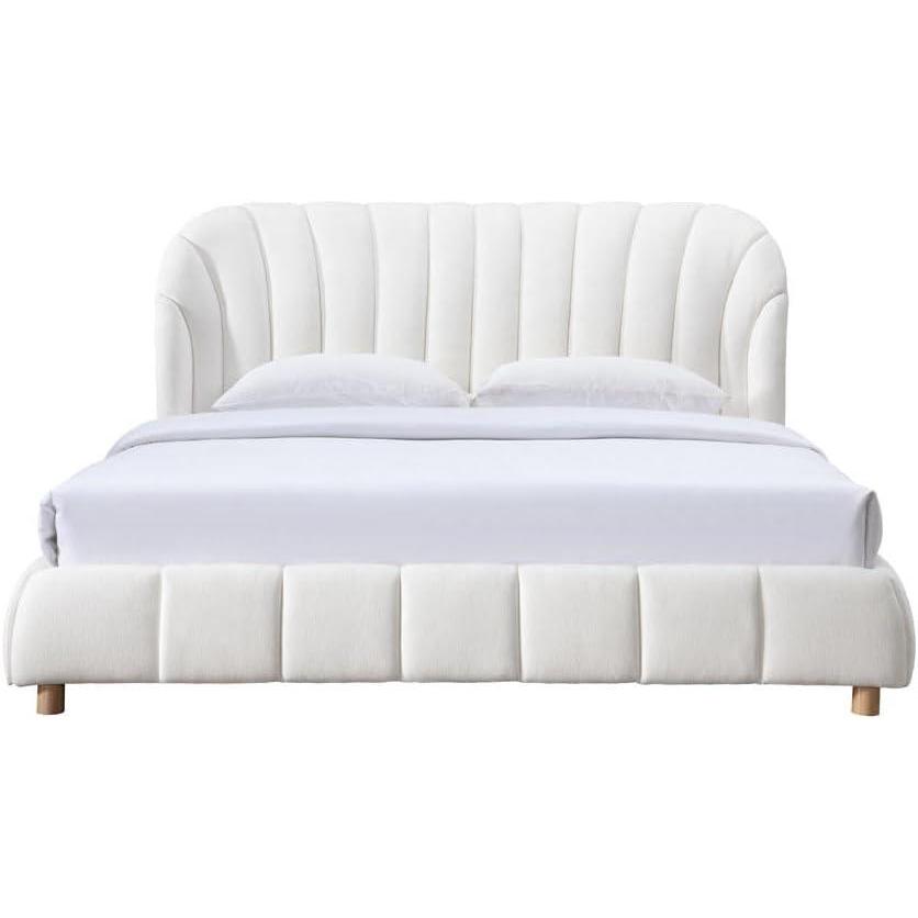 image:imageSAFAVIEH Couture Collection Tillie Dark Grey Channel Tufted Queen Bed Curved Headboard No Box Spring Needed SFV1800BQIvoryNatural