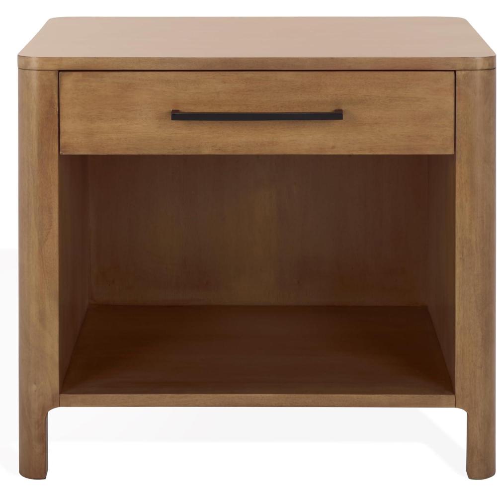 image:imageSAFAVIEH Couture Collection Abbiava Black 1Drawer Nightstand Fully AssembledNatural