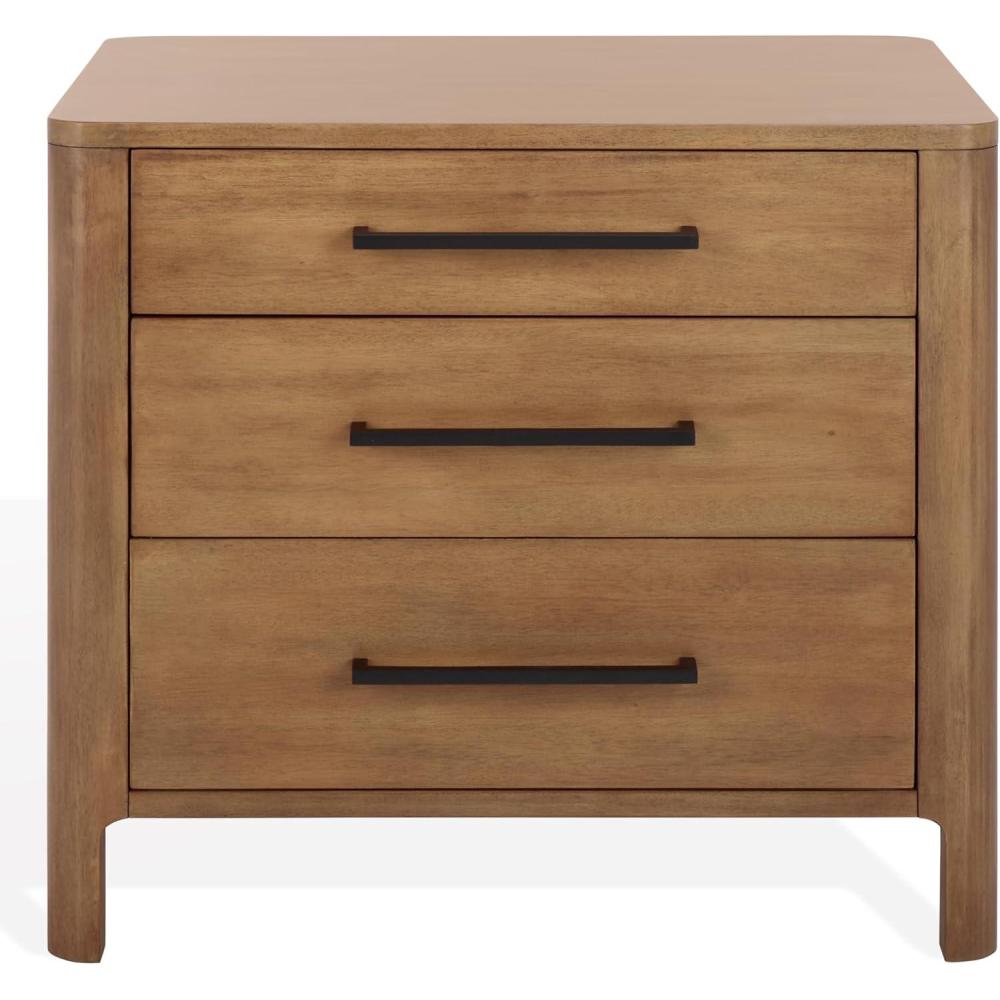 image:imageSAFAVIEH Couture Collection Abbiava Black 3Drawer Nightstand Fully AssembledNatural