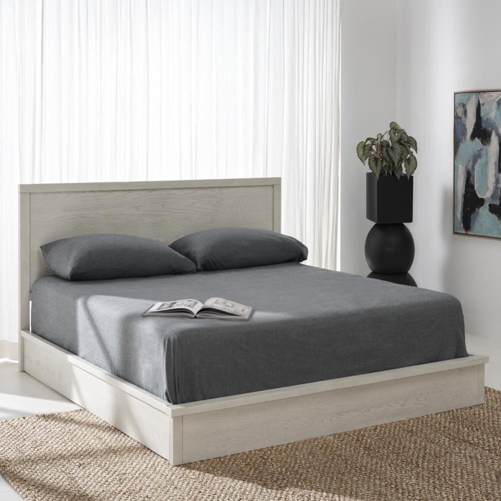 image:imageSAFAVIEH Couture Collection Deirdra Black Queen Bed Ideal for Bedroom Guest RoomWhite Washed Q