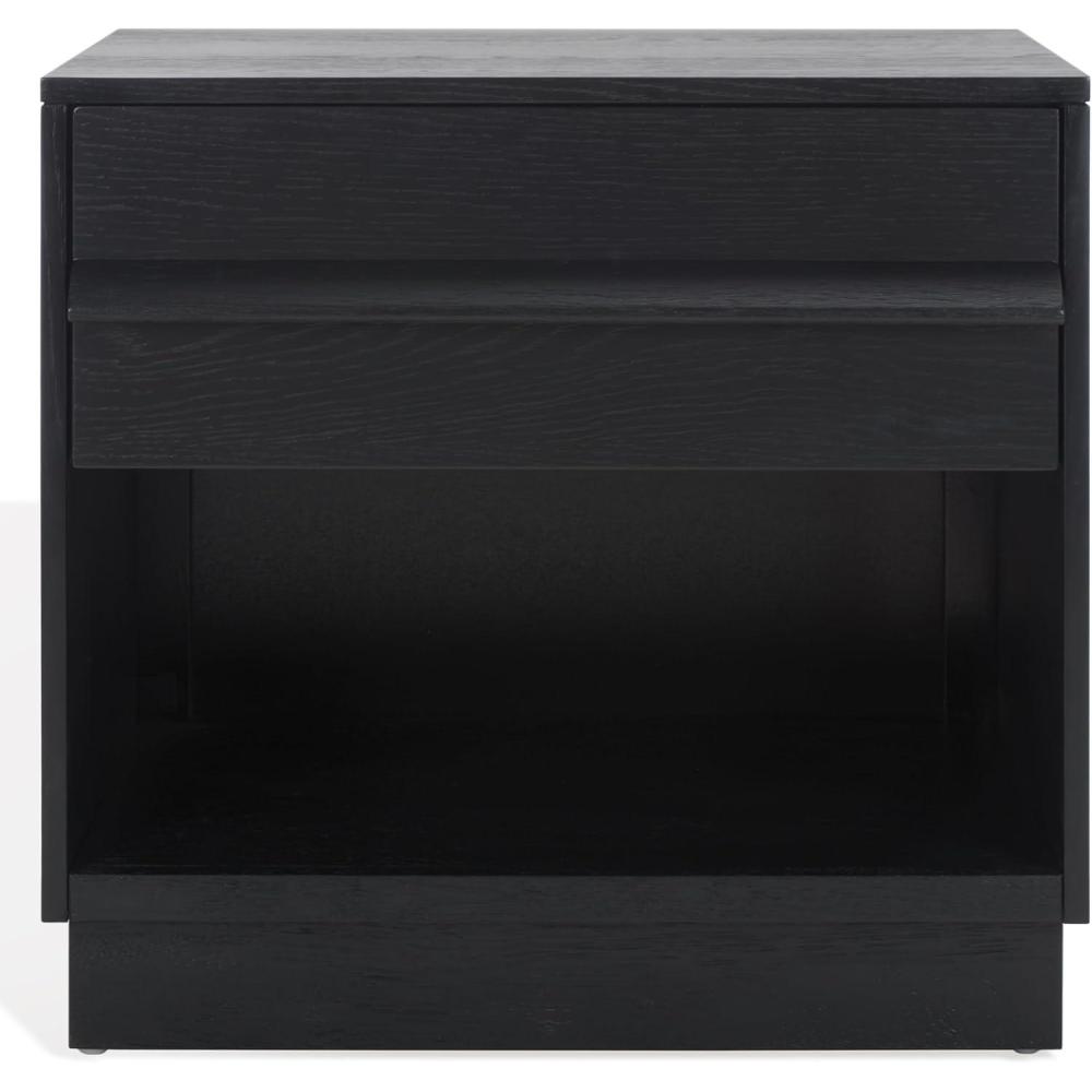 image:imageSAFAVIEH Couture Collection Deirdra Medium Oak 1Drawer 1 Shelf Nightstand Fully AssembledBlack