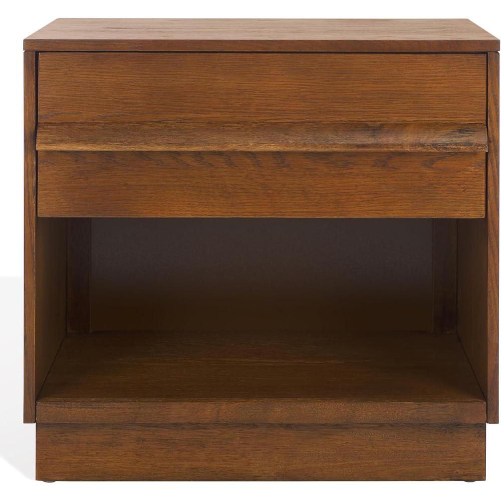 image:imageSAFAVIEH Couture Collection Deirdra Medium Oak 1Drawer 1 Shelf Nightstand Fully AssembledMedium Oak