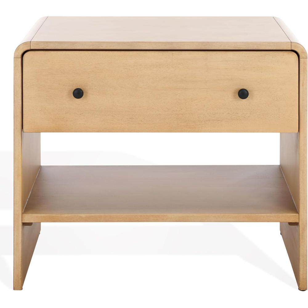 image:imageSAFAVIEH Couture Collection Haydriana Natural Brown 1Drawer Nightstand Fully AssembledNatural