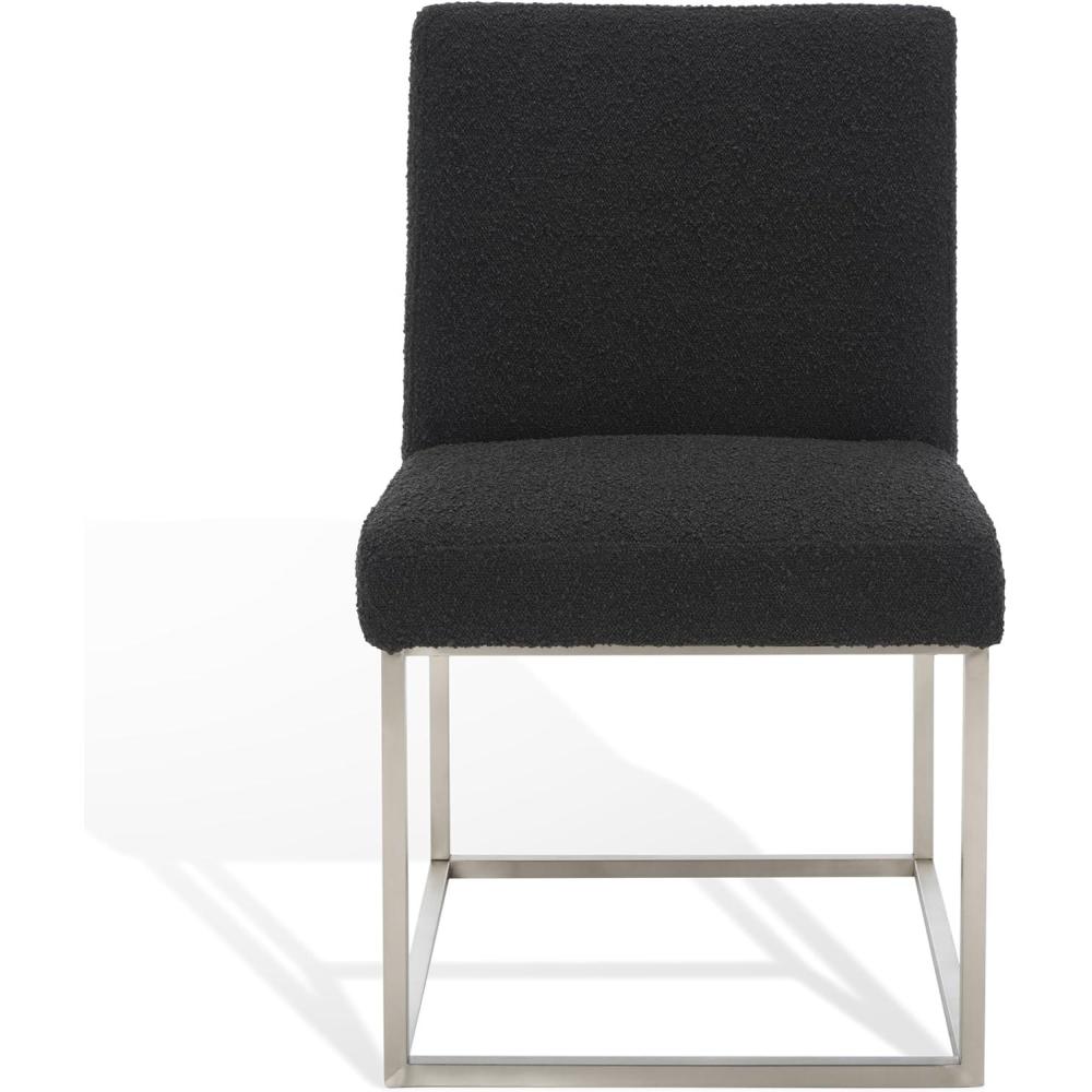 image:imageSAFAVIEH Couture Collection Jenette Black BoucleSilver Leg Dining Chair Fully AssembledBlackSilver Boucle
