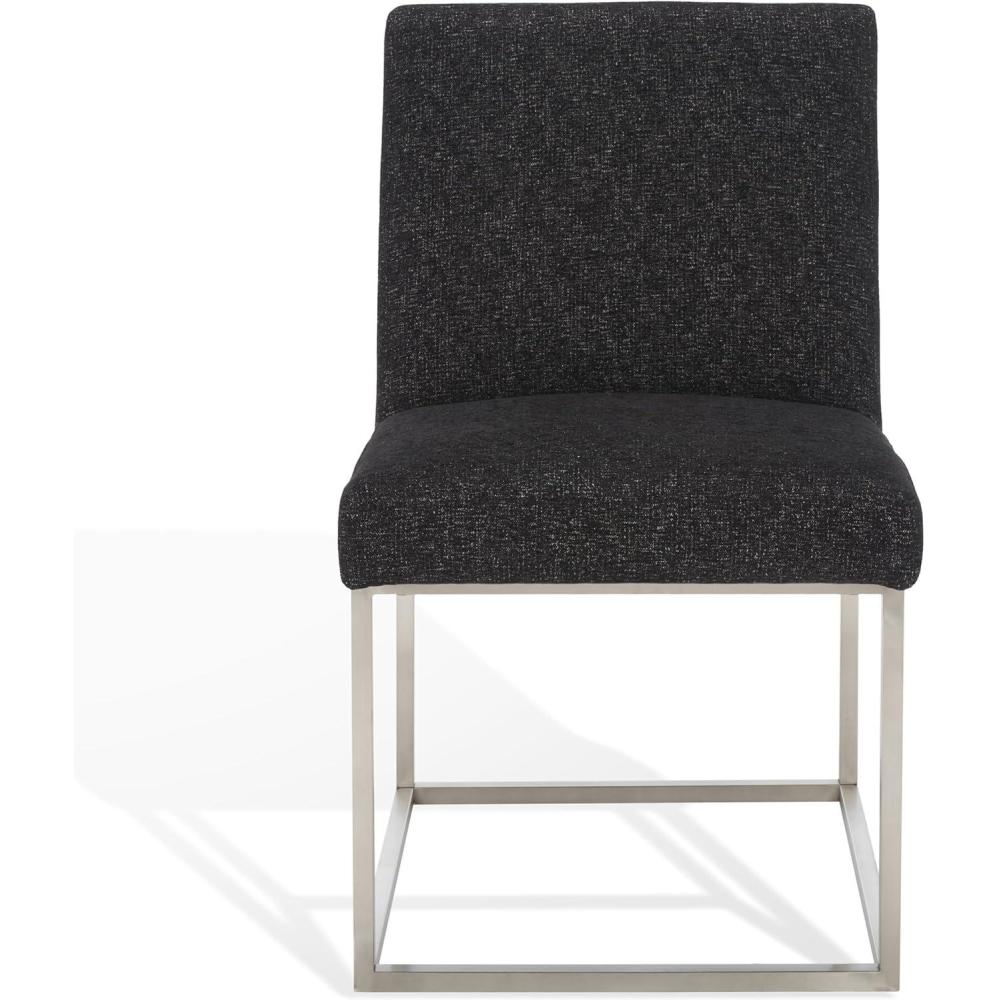 image:imageSAFAVIEH Couture Collection Jenette Black BoucleSilver Leg Dining Chair Fully AssembledBlackSilver Linen