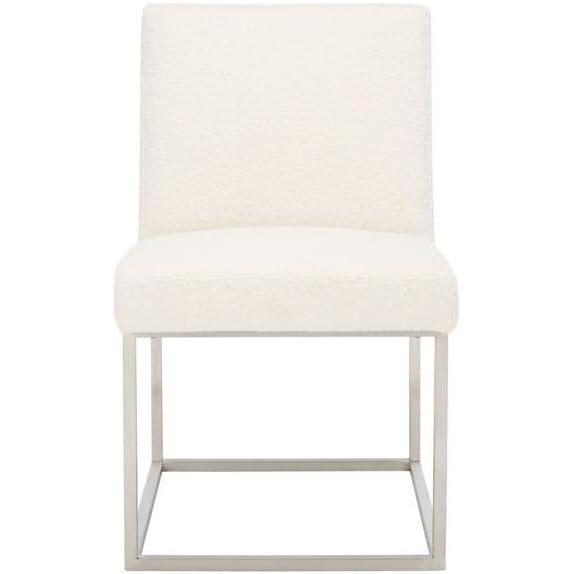 image:imageSAFAVIEH Couture Collection Jenette Black BoucleSilver Leg Dining Chair Fully AssembledIvorySilver