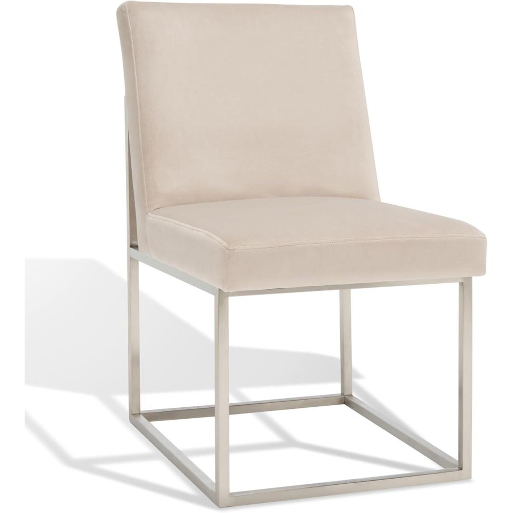 image:imageSAFAVIEH Couture Collection Jenette Black BoucleSilver Leg Dining Chair Fully AssembledTaupeSilver