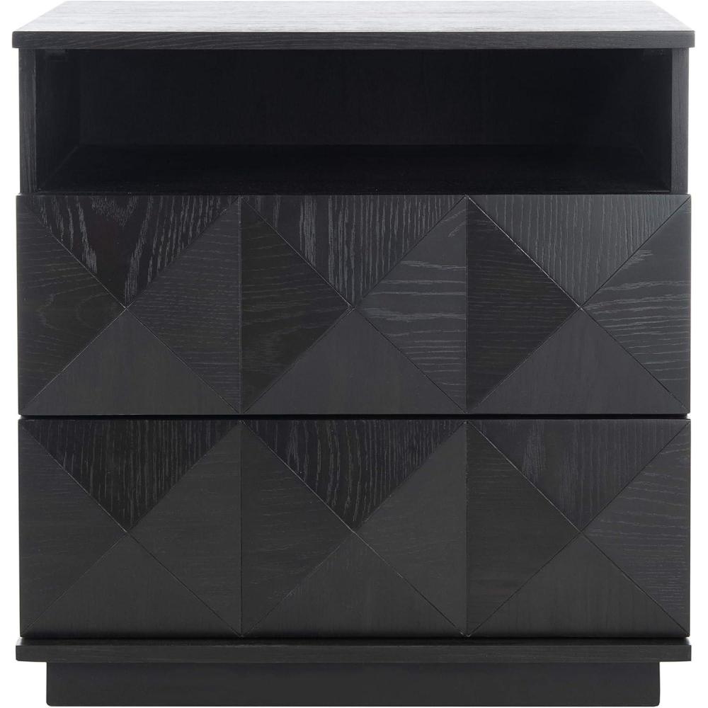 image:imageSAFAVIEH Couture Collection Patty Natural 2Drawer Nightstand Fully AssembledBlack