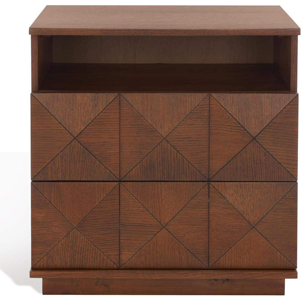 image:imageSAFAVIEH Couture Collection Patty Natural 2Drawer Nightstand Fully AssembledLight Acacia