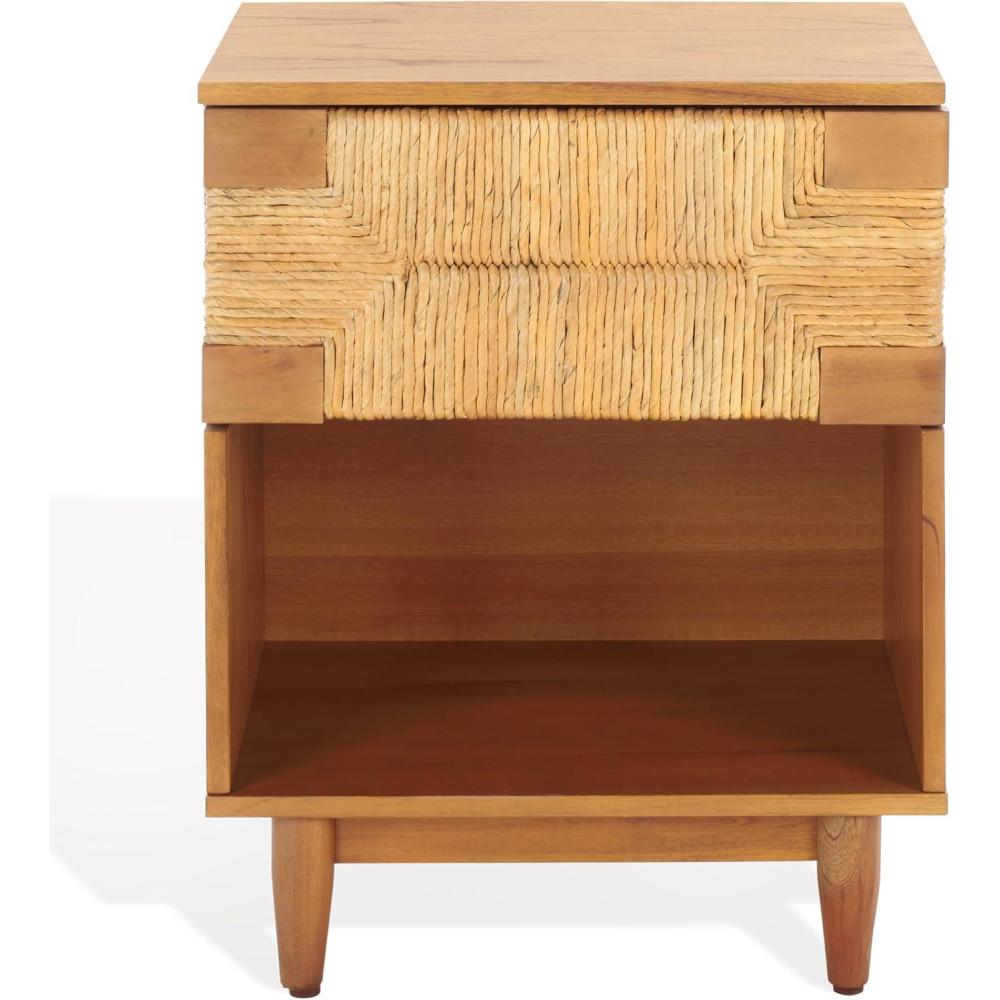 image:imageSAFAVIEH Couture Collection Roseanne Black amp Natural Brown Banana Stem 1Drawer NightstandNatural