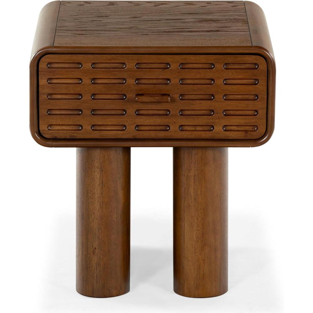 image:imageSAFAVIEH Couture Collection Torricelli MidCentury Modern 1Drawer Nightstand Bedside Accent TableMedium Oak